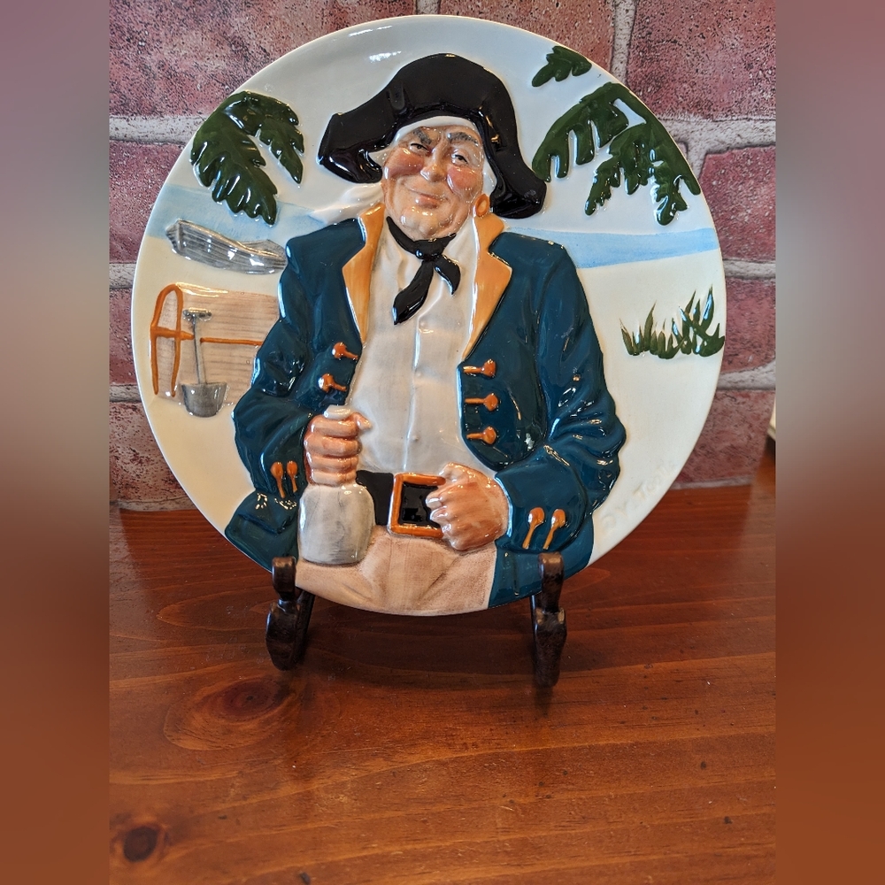 Vintage 1986 Davenport Pottery handpainted Long John Silver plate signed